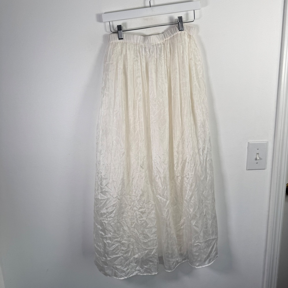 Gretchen Scott 100% Silk White Maxi Skirt Coastal Quiet Luxury READ Womens M/L - Picture 4 of 9